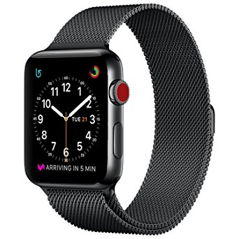 Apple Watch Milanese Band 38mm, SICCIDEN Magnetic Mesh Loop Milanese Stainless Steel Replacement iWatch Band for Apple Watch Series 3 Series 2 Series 1, Black