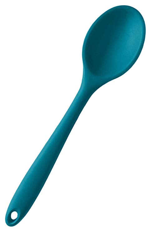 StarPack Premium Range Silicone Mixing Spoon in EU LFGB Grade with Hygienic Solid Coating   Bonus 101 Cooking Tips (Teal Blue)