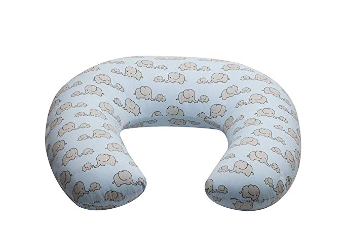 NurSit Basic Nursing Pillow and Positioner, Blue Elephants Print