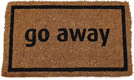 Entryways Non Slip Coir Doormat, 17-Inch by 28-Inch, Go Away Black