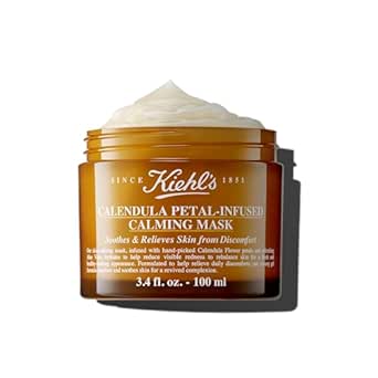 Kiehl's Calendula Petal Infused Calming Mask, Hydrating & Soothing Gel Face Mask for All Skin Types, Refreshes Dry Skin, with Calendula & Aloe Vera, Paraben-free, Fragrance-free