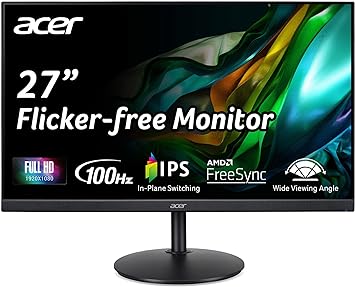 acer CB272 Ebmiprx 27" FHD 1920 x 1080 Zero Frame Home Office Monitor | AMD FreeSync | 1ms VRB | 100Hz | 99% sRGB | Height Adjustable Stand with Swivel, Tilt & Pivot (Display Port, HDMI & VGA Ports)