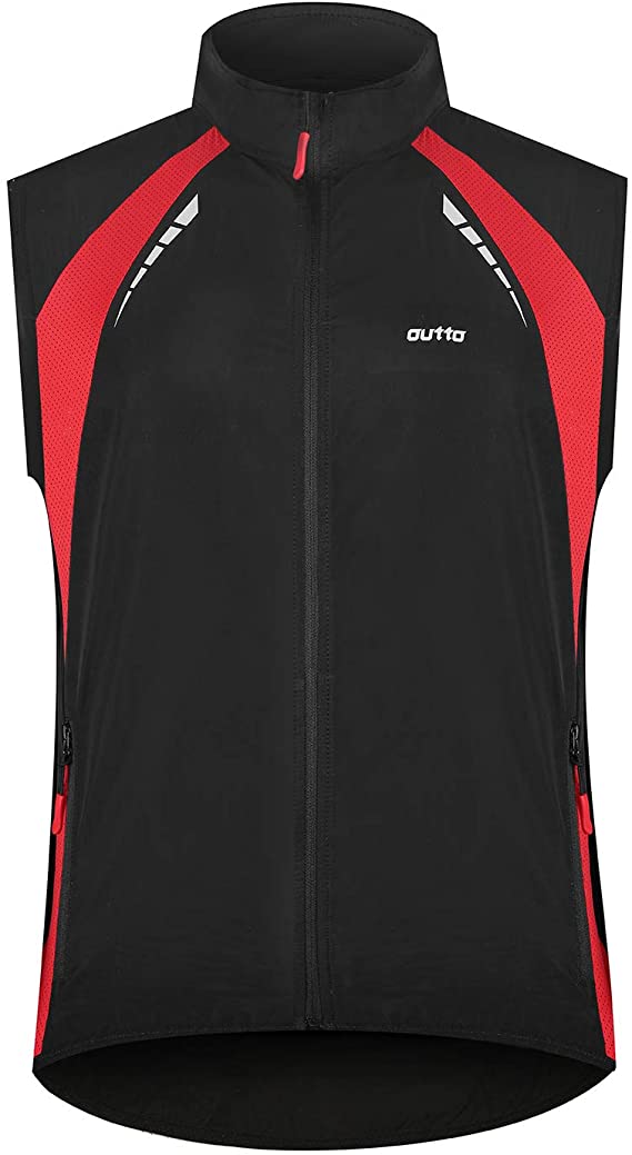 Outto Men's Reflective Running Cycling Vest for Safty and Windproof