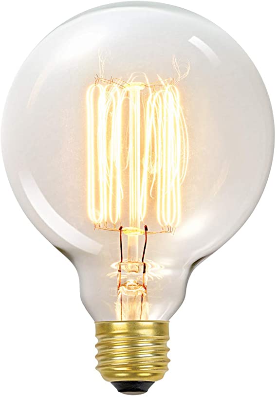 Globe Electric 01320 60W Vintage Edison G30 Vanity Tungsten Incandescent Filament Light Bulb, E26 Standard Base, 245 Lumens