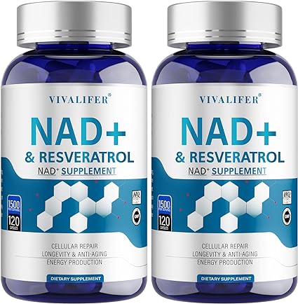 VIVALIFER NR & Resveratrol Supplement 1500MG Per Serving, 2PACK Total 240 Capsules