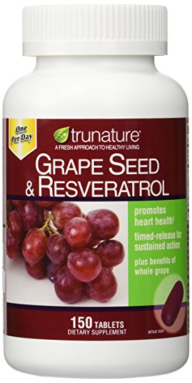 TruNature Grape Seed & Resveratrol - 2 Bottles, 150 Tablets Each