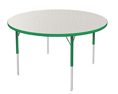 Marco Group  MG2244-52-AGRN   36" Round Adjustable Height ActivityTable, Height Adjusts from (16"- 24") Toddler Size  Gray Glace-Top, Green-Trim, Green-Legs