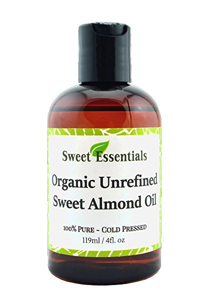 100% Pure Organic Unrefined Sweet Almond Oil - Various Sizes - Imported From Italy - Great Anti Aging Moisturizer for Your Face, Skin, Hair and Nails - Wonderful Massage Oil - Perfect Choice for a Relaxing Bath Oil - Almond Oil is an All Natural Baby Oil - Absorbs Quickly - No Oily Residue (4 Fluid Ounces)