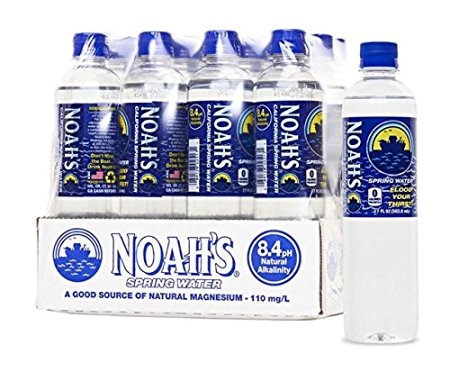 Noah's Spring Water, Alkaline 8.4 pH, 110 mg of Magnesium, 17 oz Bottle, 12 Pack