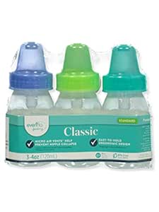 Evenflo Baby Boys' 3-Pack Baby Bottles (4 oz.) - Mint/Green/Blue, one Size