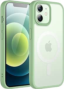 JETech Coque Magnétique pour iPhone 12/12 Pro 6,1 Pouces Compatible avec MagSafe, Etui Translucide Mat Arrière Housse Fine Antichoc (Vert)