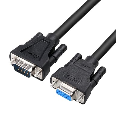 DB9 RS232 Serial Cable Male to Female Null Modem Cord Full Handshaking 7 Wire Crossover for Data Communication (1.5 Feet, Black)