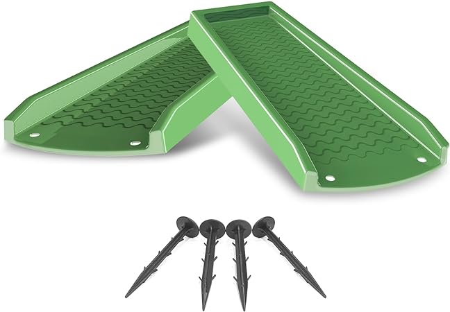 Downspout Splash Block, 24" Rain Gutter Downspout Extensions - 2 Pack Fixable Downspout Extender with 4pc Fixing Nails, Drainage to Protect House Foundations(Grass Green)