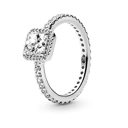 Pandora Jewelry - Square Sparkle Halo Ring for Women in Sterling Silver with Clear Cubic Zirconia