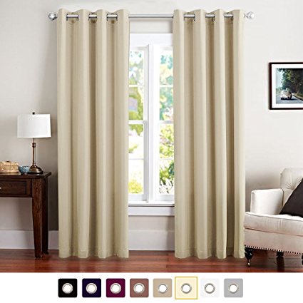Vangao Room Darkening Thermal Insulated Blackout Curtains Solid Grommet Top Window Draperies/Drapes/panels for Bedroom/Living Room Set of 1 Beige 52x95 Inch
