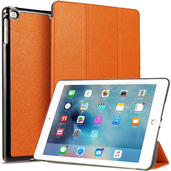 iPad 9.7 2018 2017 / iPad Air 2 / iPad Air Case - iPad 6th / 5th Gen Ultra Slim Lightweight Trifold Stand Case with Auto Sleep/Wake Smart Cover for Apple iPad 9.7 Inch (Orange-3)