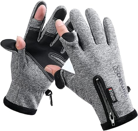 LJCUTE Winter Fishing Gloves for Men Women, Windproof, Water Repellent, Anti-Slip Workout Gloves, Touchscreen Cold Weather Driving Gloves for Motorcycle, Running, Cycling, Skiing, Hunting