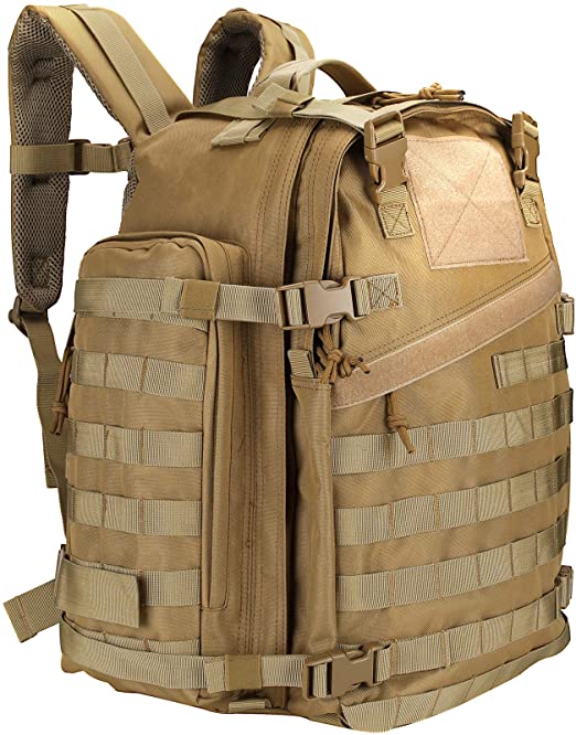 ProCase 46L Military Tactical Backpack, Large 3 Day Outdoor Military Army Assault Pack Molle Bag for Hunting, Trekking, Camping and Other Outdoor Activities – Khaki