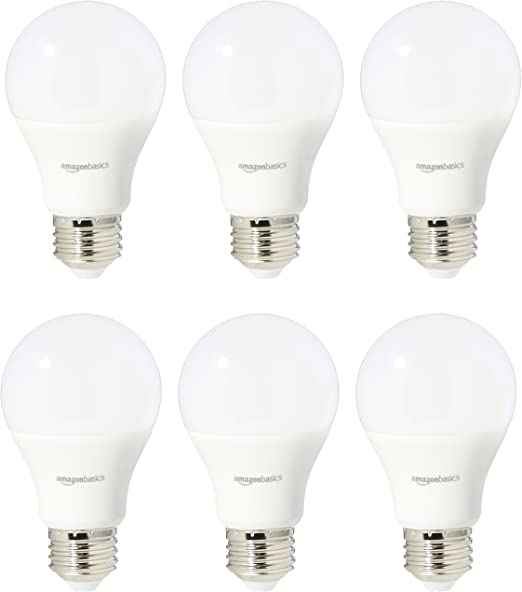 AmazonBasics 40 Watt Equivalent, Daylight, Non-Dimmable, A19 LED Light Bulb | 6-Pack