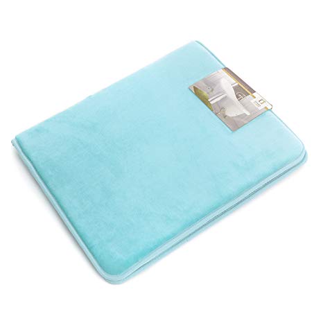 Clara Clark Non Slip Memory Foam Tub-Shower Bath Rug, Large Size 20 x 32 inches - Aqua Light Blue