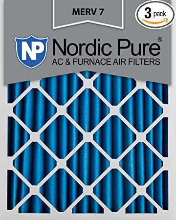 Nordic Pure 18x25x2M7-3 MERV 7 Pleated AC Furnace Air Filter, 18x25x2, Box of 3