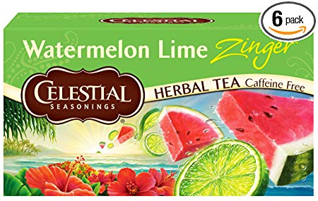 Celestial Seasonings Herbal Tea, Watermelon Lime Zinger, 20 Count Box (Pack of 6)