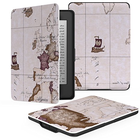 MoKo Case for Kindle Paperwhite, Premium Thinnest and Lightest PU Leather Cover with Auto Wake / Sleep for Amazon All-New Kindle Paperwhite (Fits 2012, 2013, 2015 and 2016 Versions), MAP B112