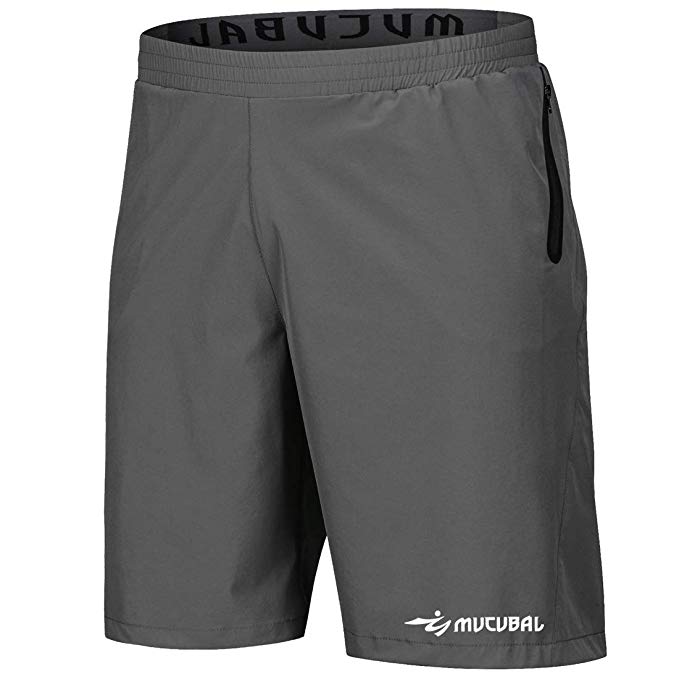 MUCUBAL Men's Athletic Running Shorts Lightweight and Quick Dry Workout Shorts with Zipper Pockets