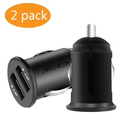Car Charger, Archeer 4.8A Mini Powerful Dual USB Car Charger Adapter for iPhone 6, 6 plus, 5 Samsung S6, S6 Edge and Android Devices 2 packs