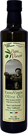 Olive Oil Extra Virgin Single Estate - from our family in Sicily, First Cold Pressed 2016/17, Italy, Unblended, Unfiltered, Unrefined, Robust, Rich in Antioxidants 16.9 fl oz - Papa Vince