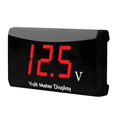 Car Digital Voltmeter Gauge DC 12V, Waterproof LED Digital Display Voltmeter for Car Motorcycle, Power Energy LED Volt Meter for Car Battery Voltage Monitor (Red)