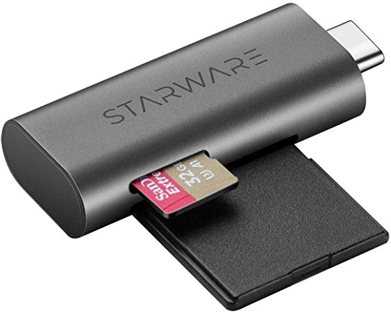 Starware USB C to SD/microSD Card Reader, 2-in-1 USB-C(Thunderbolt 3) Portable SD/Micro SD Card Adapter for SD, Micro SD, TF, SDXC, SDHC, etc Compatible with MacBook Pro 2019, MacBook Air/iPad Pro 20