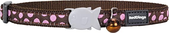 Red Dingo Designer Collar - Pink Spots on Brown - One Size Fits All