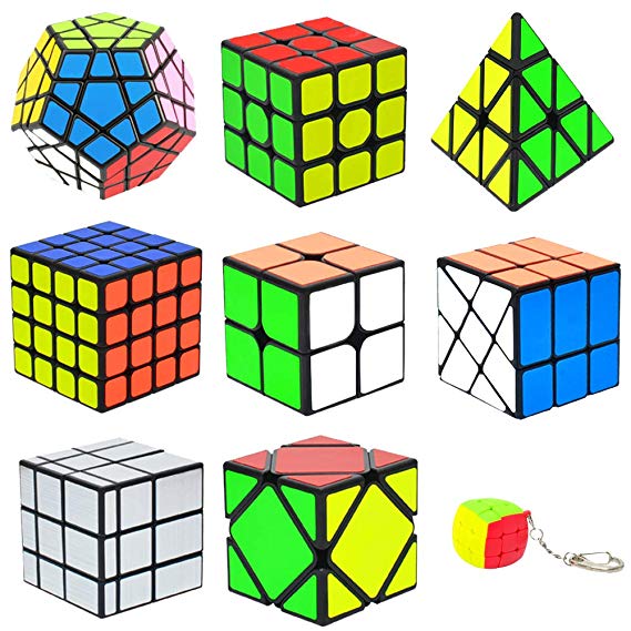 Coolzon Speed Cube Set, Rubix Cube Set, 9 Pack Magic Cubes Pyraminx Pyramid   2x2   3x3   4x4   Megaminx   Mirror   Mini 3x3   Skewb   Fenghuolun Puzzle Cube Toy Gift for Kids & Adults