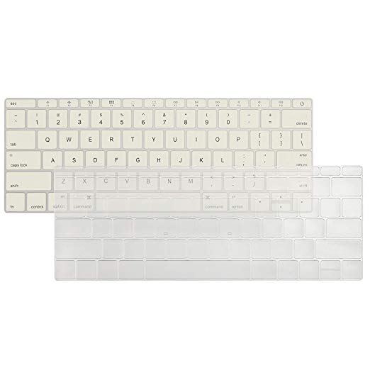 Silicone Keyboard Cover 2PCS Ultra Thin TPU Keyboad Protector Sleeve Compatible 2017 & 2016 Release A1708 Without Touch Bar, New MacBook 12 Inch A1534 Skin(Cream White Silicon Clear TPU Covers)