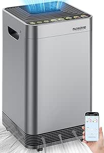 Nuwave OxyPure Zero Plus Air Purifier, Save $700+ in Filter Replacement, Covers Up to 3210ft² Large Room by 105W High Torque Motor, Captures 99.99% of Particles, Dust, Smells, Sleep Mode for Bedroom