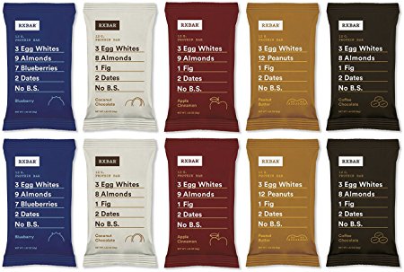 RxBar Real Food Protein Bars Variety Pack, 5 Flavor, 1.83 Ounce Bars (Pack of 10)