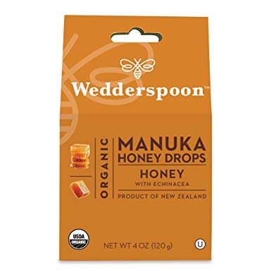Wedderspoon Organic Manuka Honey Drops, Honey   Echinacea, 4.0 Oz, Unpasteurized, Genuine New Zealand Honey, Perfect Remedy for Dry Throats