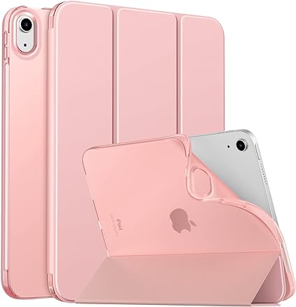 MoKo Case for New iPad 10th Generation Case 2022, iPad 10.9 Case with Soft TPU Translucent Frosted Back Cover, Slim Shell Stand Protective Case with Auto Wake/Sleep, Support Touch ID, Rose Gold