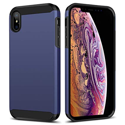 BENTOBEN iPhone Xs Max Case,2 in 1 Protective Shock Proof Dual Layer Bumper Case,Shell Hard PC and Flexible TPU Cover for iPhone Xs Max 6.5 Inch(2018)-Black Navy Blue