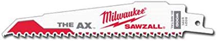 Milwaukee Electric Tool 48-00-5021 Sewall Ax Bi-Metal Reciprocating Saw Blade, 6" L x 1" W x 1/16" T, 5 TPI