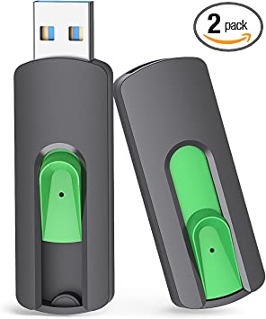 Aiibe 128GB Flash Drive 3.0 2 Pack, Upgraded 130MB/s USB 3.0 Flash Drive High Speed USB Drive Thumb Drive Retractable Memory Stick Jump Drives 128GB Zip Drive for PC Laptop, Green