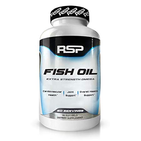 RSP Fish Oil Supplement - Triple Strength Omega 3 Softgels (1250 mg), HIGH EPA & DHA for Heart, Brain, Joint Health, 3x Strength Formula (60 Count)
