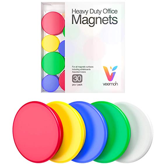 30-piece Veemoh Heavy duty Office magnets pack - Office, Kitchen, Refrigerator, Whiteboard magnet set