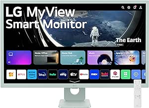 LG 32SR50F-G MyView Smart Monitor 32-Inch FHD (1920x1080) IPS Display, webOS 23, HDR 10, 5Wx2 Speakers, AirPlay 2, Screen Share, Bluetooth, ThinQ App, Remote Control, Green