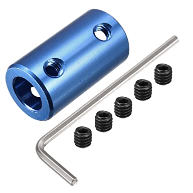 uxcell 8mm to 8mm Bore Rigid Coupling Set Screw L25XD14 Aluminum Alloy,Shaft Coupler Connector,Motor Accessories,Blue w Wrench