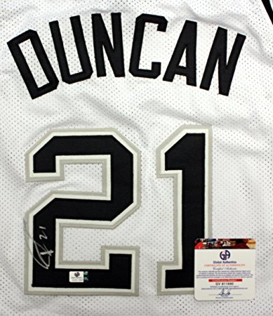 Tim Duncan San Antonio Spurs Signed Autographed White #21 Jersey COA