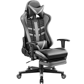 Homall Executive Desk Footrest Computer Swivel Office Headrest and Lumbar Support Ergonomic High-Back Racing Chair, Gray