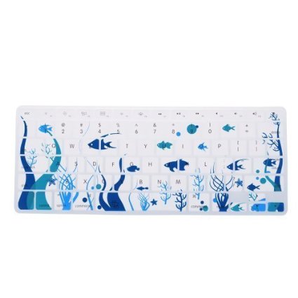 Case Star Ocean series White Keyboard Silicone Cover Skin With The Seaweed And Fish Pattern for Macbook 13-Inch Unibody / Macbook Pro 13, 15, 17 inches   Case Star Cellphone Bag