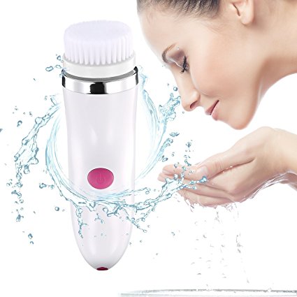 Facial Cleansing Brush , Glamfields 3 in 1 Rechargeable Exfoliating Face Brush , IPX5 Waterproof Skin Care Facial Cleansing Massager (White)